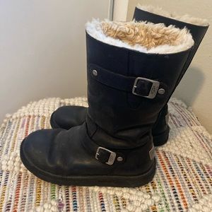 Black Ugg motorcycle style boots